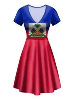 Robes imprimées drapeau d'Haïti pour femmes, grandes tailles, manches courtes, élégantes, col rond, très élastiques, décontractées d'été