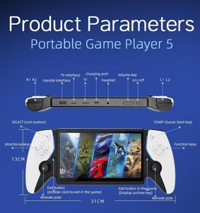 Consola portátil multiemulador 7 pulgadas Retro Gaming Dual Joysticks Salida HDMI Modo de 2 jugadores Código abierto y luz de juego RGB - Product Image 5
