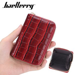 Porte-cartes accordéon pour femme Baellerry, en cuir PU rouge, fermeture éclair, plusieurs emplacements pour cartes, 4 pouces, étui à cartes de crédit élégant - Product Image 1
