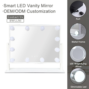 Yüksek çözünürlüklü LED ışık ampul makyaj masası büyütme özelliği güzellik salonu için Metal çerçeve boy aynası dönebilir kısılabilir - Product Image 2