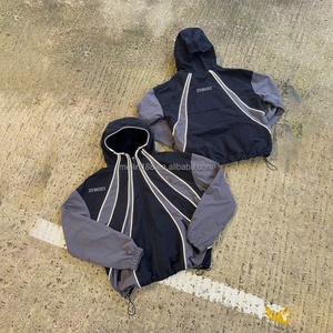 Custom 3m Reflective Stripes Elastic Hood Lightweight Nylon <b>Jackets</b> <b>for</b> <b>Men</b> High Quality Windbreaker <b>Jacket</b> Design Patchwork - Product Image 1