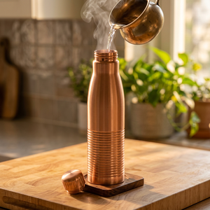 Copper <b>Thermos</b> <b>Bottle</b> With Lid Minimalist Design Portable Travel Drinkware - Product Image 4