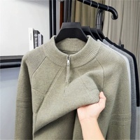 Pull en maille pour homme à col semi-zippé et col semi-montant, couleur unie, collection Automne/Hiver 2026, best-seller transfrontalier en direct