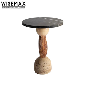 WISEMAX FURNITURE Table basse ronde en marbre travertin léger de luxe pour hôtel restaurant café Table d'appoint pour salon - Product Image 6