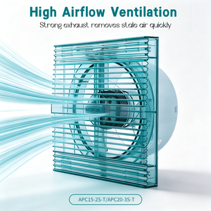 Ventilateur d'extraction de salle de bain NEDFAN à fixation sur fenêtre, ventilateur axial en plastique de 14 pouces, AC 220V~240V APC15-2S-T/APC20-3S-T - Product Image 3