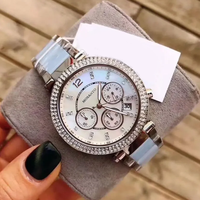 MKOriginals – montre à Quartz pour femmes, chronographe, mode ciel étoilé, date blanche, céramique bleue, acier inoxydable, étanche 18mm