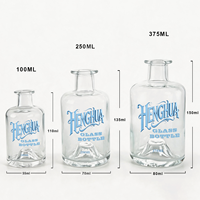 Botol Minuman Keras Kaca Bening 250ml Desain Baru dengan Alas Bentuk Gunung Es Unik, Botol Kaca Super Flint 25cl untuk Liquor Gin Whisky dengan Gabus