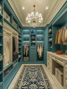 Mueble de Dormitorio Independiente en Forma de U, Color Azul Real Francés, con Tocador y Almacenamiento Hechos a <span class=keywords><strong>Mano</strong></span> - Product Image 5