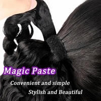 Perruque frontale en cheveux humains vierges alignés avec les cuticules, extension de cheveux humains, queue de cheval enveloppante à ondulations profondes de 22 pouces pour femmes