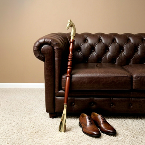 Cuchara para Zapatos de Lujo con Cabeza de Caballo de Latón y Mango de Madera, Accesorio Tradicional de Decoración para el Hogar, para Sala de Estar - Product Image 1