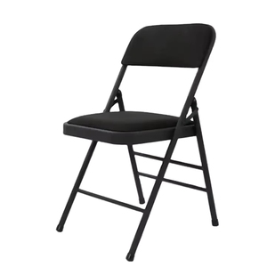 <span class=keywords><strong>Chaise</strong></span> pliante portable en tissu noir rembourré, structure en acier robuste, siège pliable pour salle à manger, maison, bureau, mariage, fête, extérieur - Product Image 1