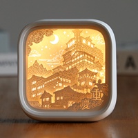 Lampe de nuit LED en papier découpé illustré, art populaire, décoration, souvenir de fête, cadeau personnalisé avec logo