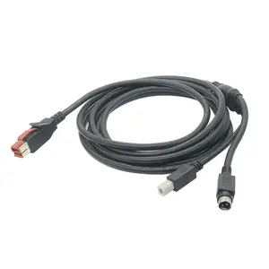 24v电源USB至Hosiden USB B公2合1电源USB电缆，用于pos终端