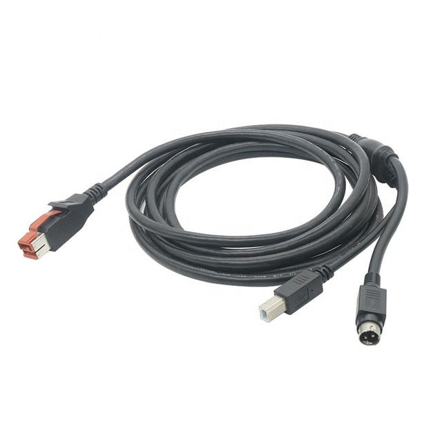 24V PoweredUSB to Hosiden USB B Male 2 in 1 Power USB Cable for Pos Terminal
