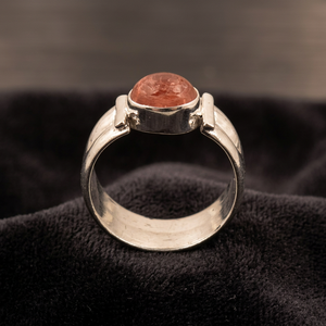 925 Silver Plated Garnet <b>Ring</b> Bezel <b>Set</b> Round Natural Stone Rustic Style Unisex Gemstone <b>Ring</b> for Daily Wear - Product Image 3