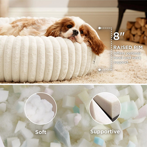 Nouveau lit pour chien en forme de beignet en fourrure, luxueux, confortable, rond, lavable, coussin chaud pour animaux de compagnie - Product Image 5