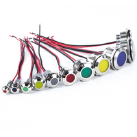 HUSA - Voyant LED multicolore 16 mm, indice de protection IP65/IP67, 3-24V/220V, métal, avec câble de 200 mm, durée de vie de 50 000 heures