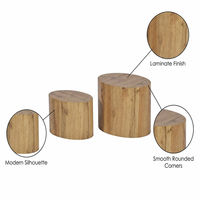 Ensemble de tables basses gigognes rondes en gros, 2 pièces, plateau en mélaminé MDF, mobilier de salon nordique, gain de place, OEM ODM