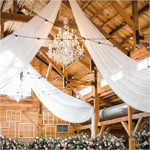 Wedding Ceiling Drapes 2 Panels 5ftx20ft Extra Long White Chiffon Fabric Drapery Draping Soft Drapes Curtains for Birthday Stag