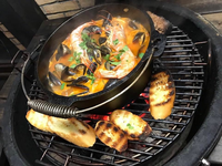 Керамический гриль-коптильня TOPQ Kamado для барбекю, премиум-класса, для приготовления на открытом воздухе, с чугунной чашей 3,6 л и аксессуарами для барбекю для сада и улицы