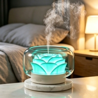 Diffuseur d'arômes pour la maison, décoration aromathérapie, diffuseur d'arômes en forme de fleur 300 ml, diffuseur d'arômes avec couvercle transparent, humidificateur à ultrasons à brume froide