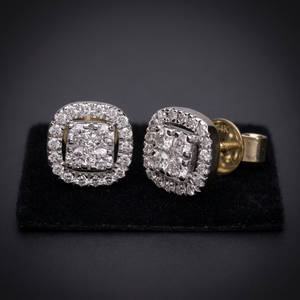 ต่างหูเพชรทรงกลมเจียระไนแบบบริลเลียนท์ 14K เยลโลว์โกลด์ น้ำหนัก 0.56 กะรัต ชุบโรเดียม สวยสง่าเหนือกาลเวลา - Product Image 3