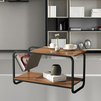 Grossistes de meubles Table à thé en bois rustique personnalisée pour salon Salontafel Table à café avec dessus en bois à ossature métallique