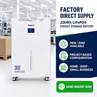 Système de stockage d'énergie solaire hybride domestique avec batterie au lithium LiFePO4 de 32 kWh, conception modulaire empilable, BMS intelligent, sortie AC