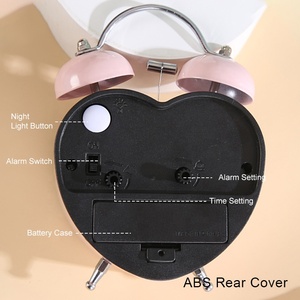 Sáng tạo thiết kế hiện đại màu hồng 3 inch Kim Thạch Anh chuyển động kim loại đồng hồ báo thức hình trái tim thức dậy ánh sáng mặt trời mọc tự nhiên Đồng hồ bàn - Product Image 4