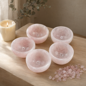 Magnifiques bols ronds en quartz rose sculptés à la main - 3 pouces de diamètre et 190 g (0,42 lb) - UN SEUL BOL - Product Image 3