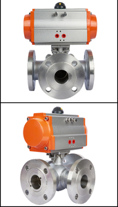 Vanne à boisseau sphérique pneumatique à trois voies à brides en acier inoxydable type T L Q644F-16P, en acier inoxydable 150 CF8 - Product Image 6
