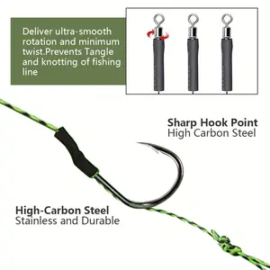 LUSHAZER 1 Set di impianti di perforazione per la pesca alla carpa con ganci spinati esca ferma Boilie ferma il cambio rapido Kit di attrezzatura per terminali girevoli - Product Image 6