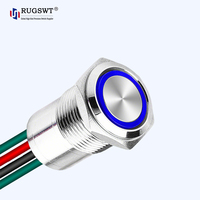 Interrupteur à bouton-poussoir LED 19 mm en laiton nickelé, entièrement hermétique, 10A, IP68, type momentané ou à enclenchement, pour panneaux marins et cockpits