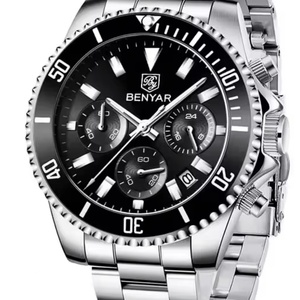 นาฬิกาควอตซ์ BENYAR 5187 รุ่นใหม่สำหรับผู้ชาย กันน้ำ 100 เมตร นาฬิกาโครโนกราฟสายหนังสำหรับผู้ชาย Relojes - Product Image 5