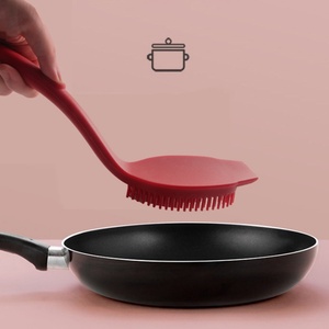 Wholesale Silicone <b>Brush</b> Kitchen Cleaning <b>Brush</b> Kitchen Gadget Pot Washing <b>Brush</b> With Long Handle and Hang Hole - Product Image 5