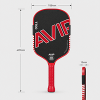 Raquette de pickleball haut de gamme en fibre de carbone, noyau en nid d'abeille de 16 mm, rouge, 220 g, raquette personnalisée OEM pour l'entraînement et le divertissement des adultes