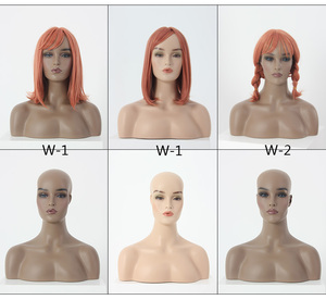Personnalisé en fibre <span class=keywords><strong>de</strong></span> verre réaliste mannequin <span class=keywords><strong>tête</strong></span> <span class=keywords><strong>buste</strong></span> perruque headblack <span class=keywords><strong>femme</strong></span> mannequin <span class=keywords><strong>tête</strong></span> brun mannequin - Product Image 4