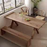 Mobilier de salle à manger de style américain Table à manger rectangulaire moderne en bois massif avec chaises et bancs