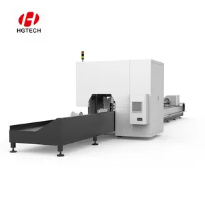 HGTECH 2024 New Model Automatic 1000w 2000w 3000w CNC Metal Pipe And Tube Fiber Laser Cutting Machine With CE Certification