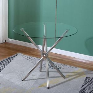 Mesa de Comedor Moderna con Tapa de Vidrio Templado Transparente y Patas Metálicas, Diseño Nuevo, para 4 Personas, Muebles para Comedor de Villa - Product Image 5