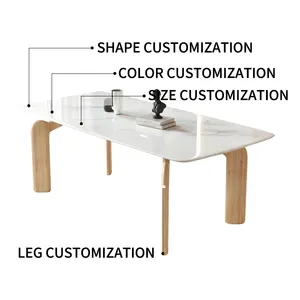 Foshan Fabriek Modern Design Eettafel Kamer Meubels Marmeren Top Eettafel Stoel Set Luxe Met Massief Hout Bsae