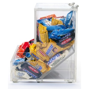 Double Compartments Clear Custom Wholesale Acrylic Carved Candy Food Dispenser Storage Box Hinged Lid Eco-Friendly Durable - Product Image 3