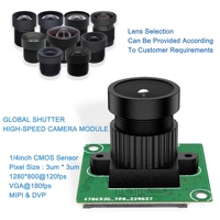 Module de caméra Mipi DVP à obturateur global, 120 ips, haute vitesse, monochrome HD, 1 mégapixels, 1/4 pouce, plage dynamique 68 dB, reconnaissance d'iris