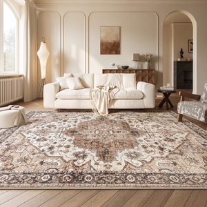 Vendita calda Tappeti da soggiorno in stile turco Vintage marrone antiscivolo in peluche e lavabili <span class=keywords><strong>tappeto</strong></span> da zona morbida per ufficio camera da letto - Product Image 2