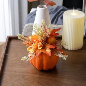 Decorazioni Autunnali con Zucca Artificiale e Crisantemo, Ornamenti per Casa, Tavola, Ingresso e Credenza per Halloween e Ringraziamento - Product Image 5