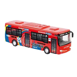 Modèle de voiture à échelle 1/32, modèle de voiture en émulation moulée sous pression, Bus de ville moyen pour modèles de voitures pour enfants, retrait avec son et lumière