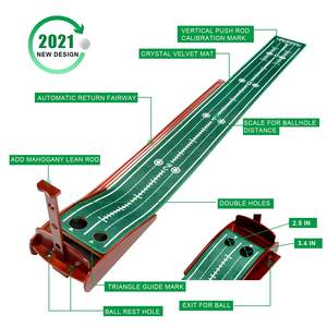 ऑटो बॉल रिटर्न सिस्टम के साथ वुड वेलवेट गोल्फ पुटिंग ग्रीन मैट मिनी गोल्फ गेम प्रैक्टिस उपकरण इनडोर आउटडोर उपयोग - Product Image 3