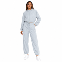 Ensemble 2 pièces de protection solaire UPF50+ pour femmes : veste courte à capuche et pantalon à cordon de serrage avec ourlet ajustable, survêtement anti-UV pour l'extérieur, ODM