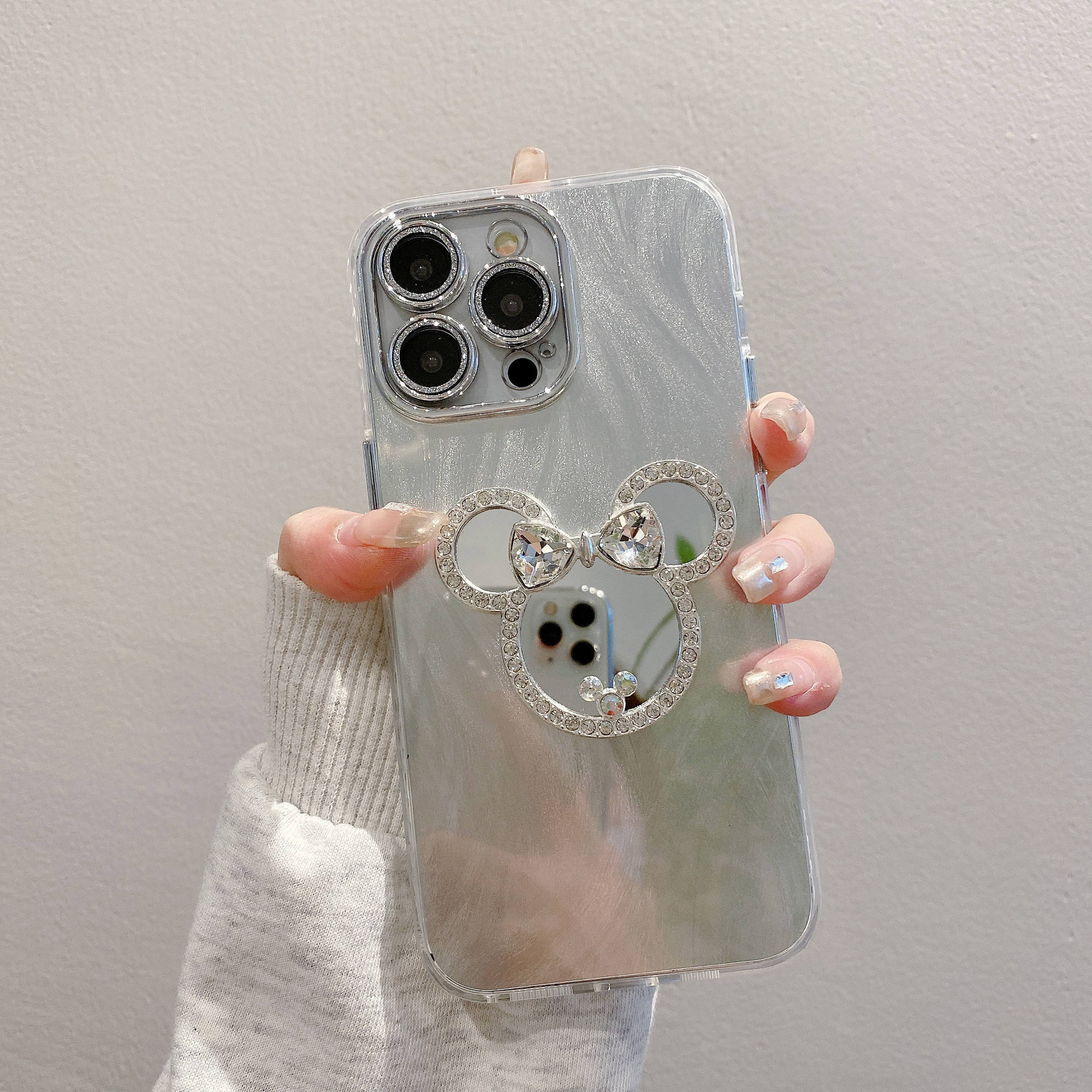 Miroir de mickey de coquille de fil de plume de trou fin [coquille simple]