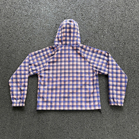 Fabricant de vestes en nylon à fermeture éclair, veste coupe-vent en nylon à imprimé écossais sur toute la surface, de haute qualité, sur mesure, pour l'extérieur